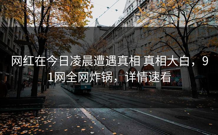网红在今日凌晨遭遇真相 真相大白，91网全网炸锅，详情速看
