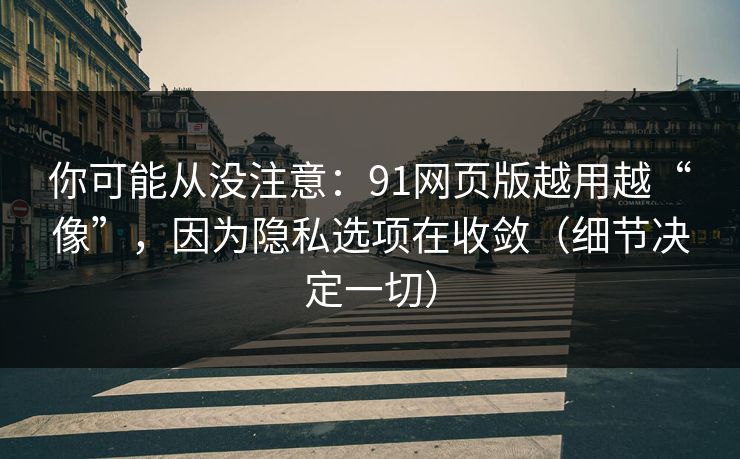 你可能从没注意：91网页版越用越“像”，因为隐私选项在收敛（细节决定一切）